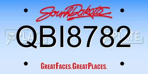 QBI8782 South Dakota License Plate