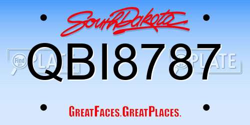 QBI8787 South Dakota License Plate