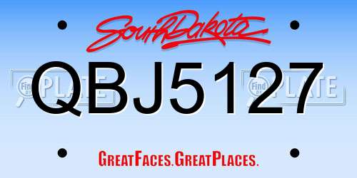 QBJ5127 South Dakota License Plate