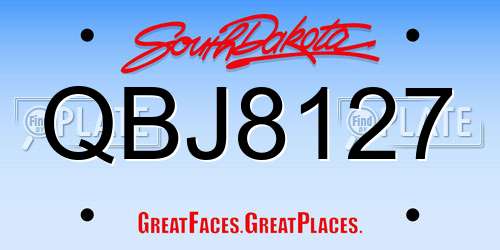 QBJ8127 South Dakota License Plate