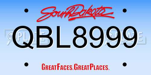 QBL8999 South Dakota License Plate