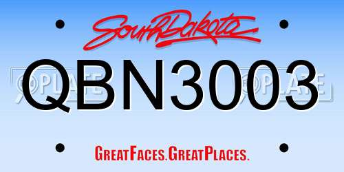 QBN3003 South Dakota License Plate
