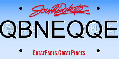QBNEQQE South Dakota License Plate