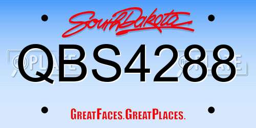 QBS4288 South Dakota License Plate