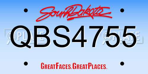QBS4755 South Dakota License Plate