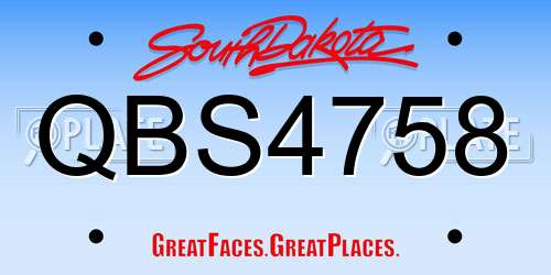 QBS4758 South Dakota License Plate