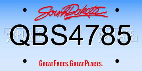 QBS4785 South Dakota License Plate