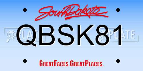 QBSK81 South Dakota License Plate