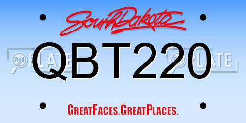 QBT220 South Dakota License Plate
