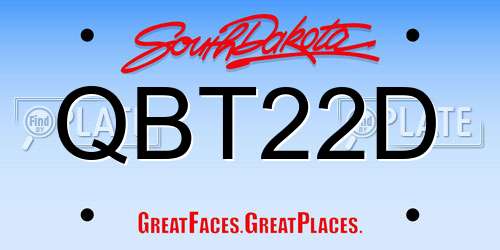 QBT22D South Dakota License Plate