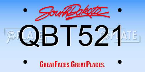 QBT521 South Dakota License Plate