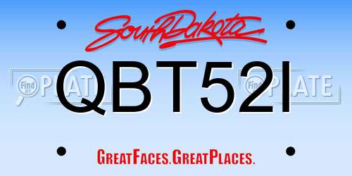 QBT52I South Dakota License Plate