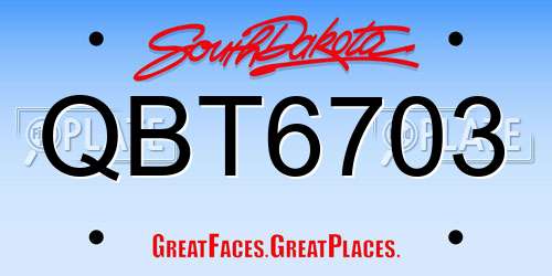 QBT6703 South Dakota License Plate
