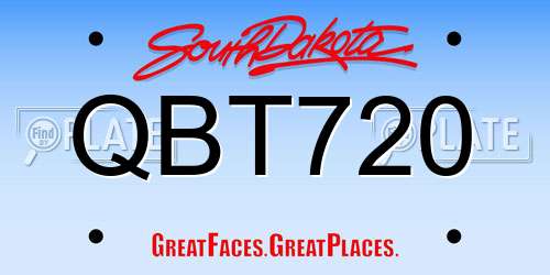 QBT720 South Dakota License Plate