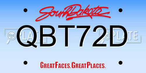 QBT72D South Dakota License Plate