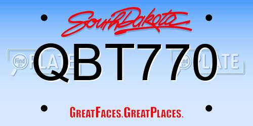 QBT770 South Dakota License Plate