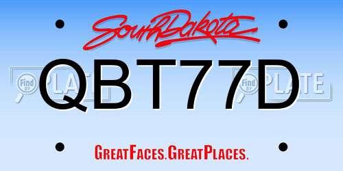QBT77D South Dakota License Plate