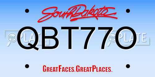 QBT77O South Dakota License Plate