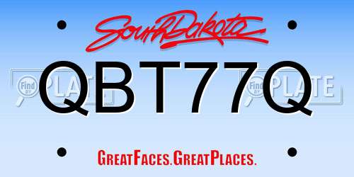 QBT77Q South Dakota License Plate