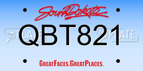 QBT821 South Dakota License Plate