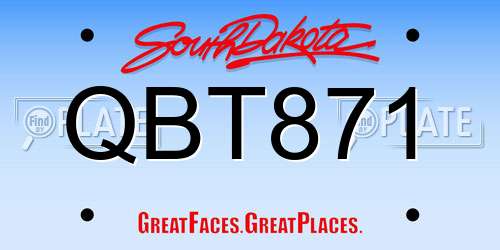 QBT871 South Dakota License Plate