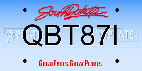 QBT87I South Dakota License Plate