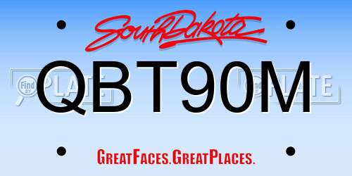 QBT90M South Dakota License Plate