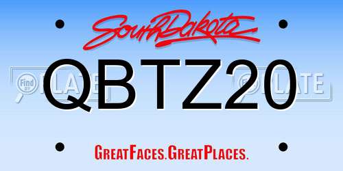 QBTZ20 South Dakota License Plate