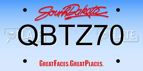 QBTZ70 South Dakota License Plate