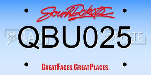 QBU025 South Dakota License Plate