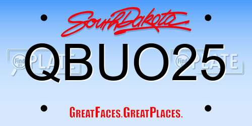 QBUO25 South Dakota License Plate