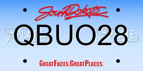 QBUO28 South Dakota License Plate