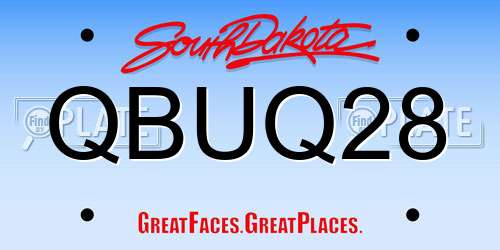 QBUQ28 South Dakota License Plate