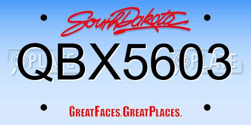 QBX5603 South Dakota License Plate