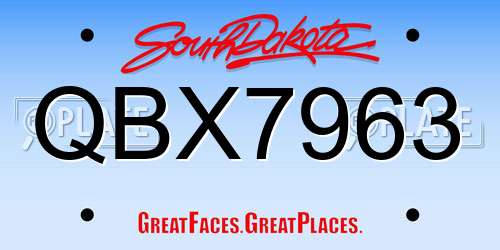 QBX7963 South Dakota License Plate