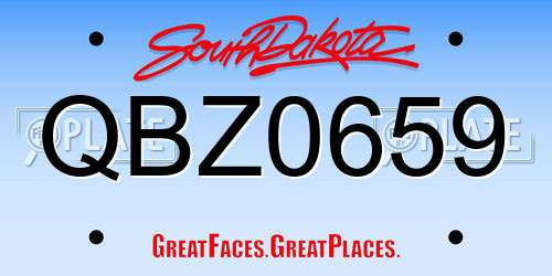 QBZ0659 South Dakota License Plate
