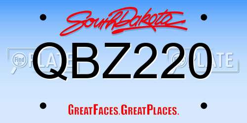 QBZ220 South Dakota License Plate