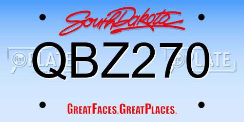 QBZ270 South Dakota License Plate