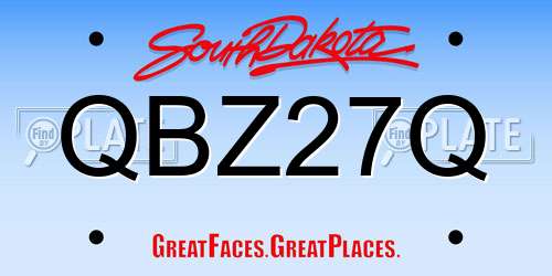 QBZ27Q South Dakota License Plate
