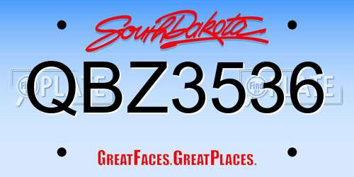 QBZ3536 South Dakota License Plate