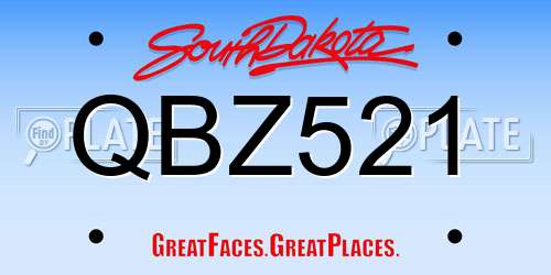 QBZ521 South Dakota License Plate