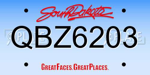 QBZ6203 South Dakota License Plate