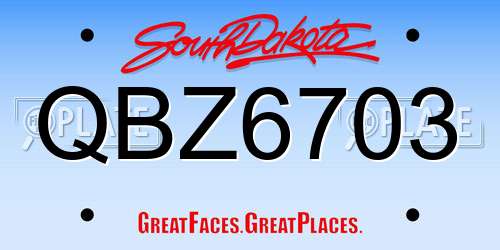 QBZ6703 South Dakota License Plate