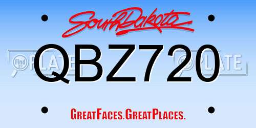QBZ720 South Dakota License Plate