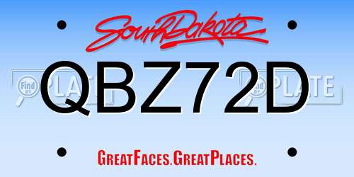 QBZ72D South Dakota License Plate