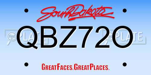QBZ72O South Dakota License Plate