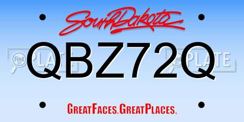 QBZ72Q South Dakota License Plate