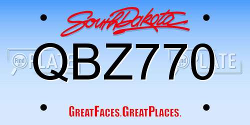 QBZ770 South Dakota License Plate
