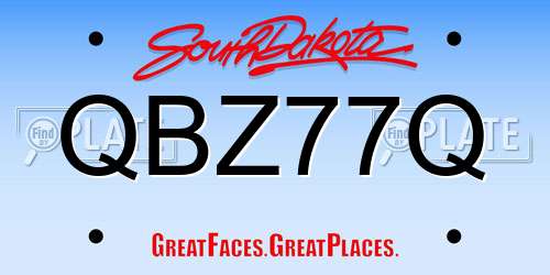 QBZ77Q South Dakota License Plate