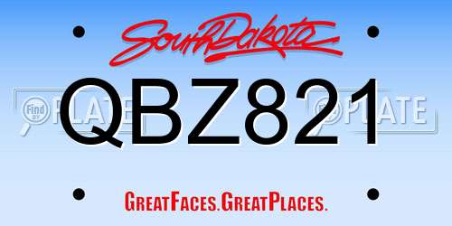 QBZ821 South Dakota License Plate